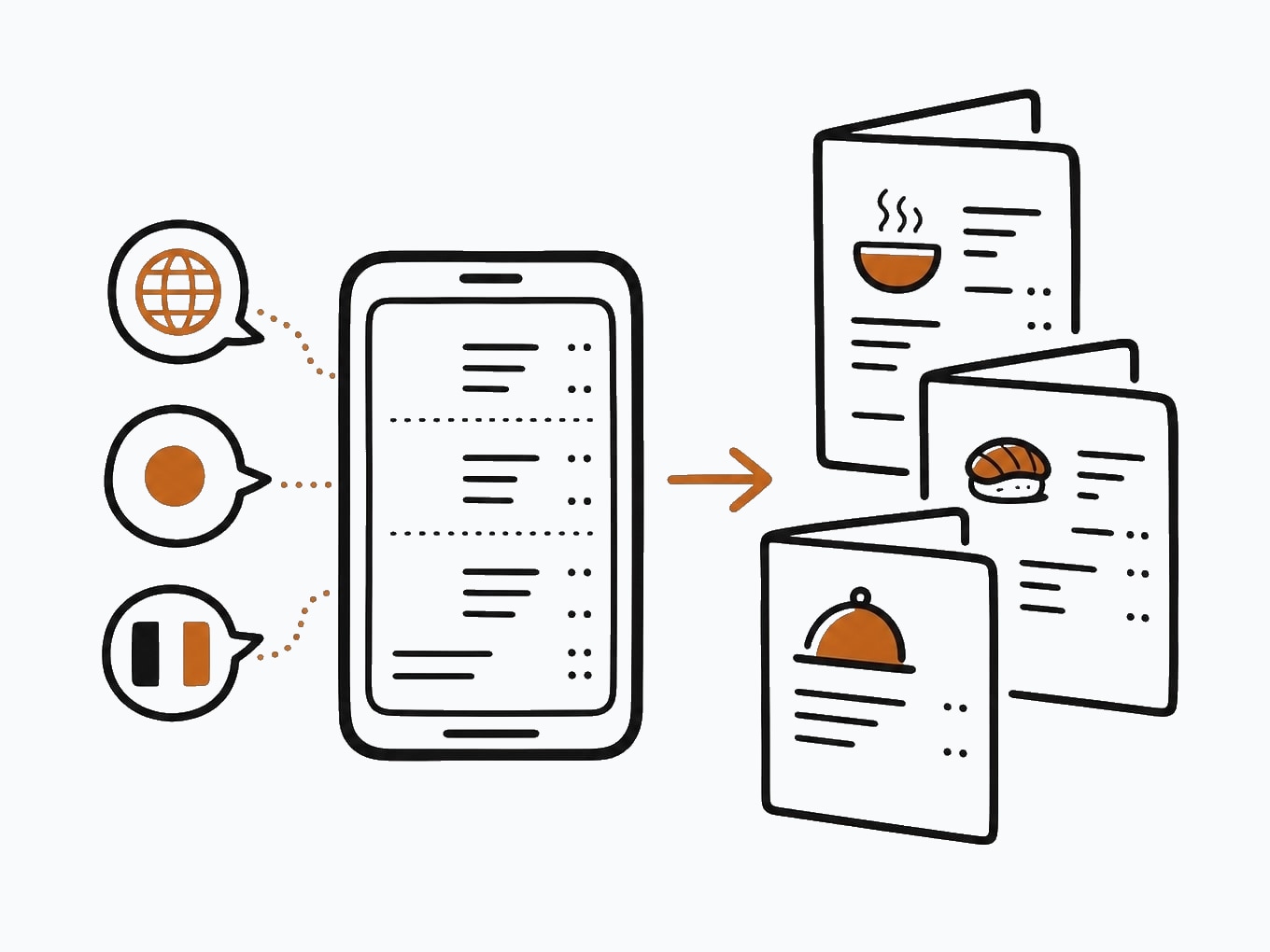 Illustration of a translated digital menu
